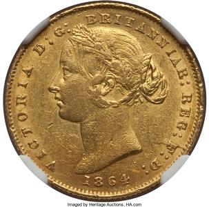 Victoria gold Sovereign 1864-SYDNEY AU58 NGC