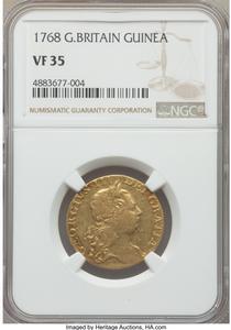 George III gold Guinea 1768 VF35 NGC