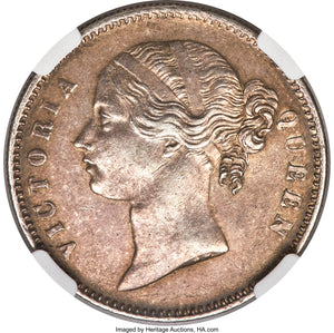 British India. Victoria Mint Error - Obverse Brockage Rupee ND (1840) AU58 NGC