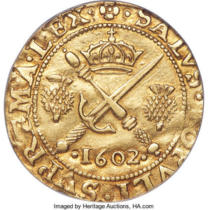 James VI (I) gold Sword & Scepter 1602 XF45 PCGS