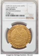James VI (I) gold Unite (Scepter) ND (1604-1609) UNC Details (Saltwater Damage) NGC