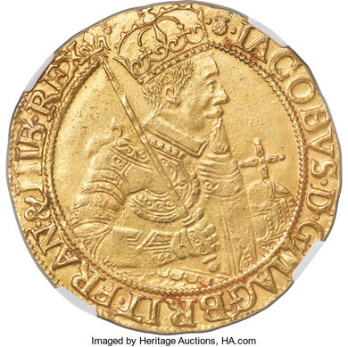 James VI (I) gold Unite (Scepter) ND (1604-1609) UNC Details (Saltwater Damage) NGC