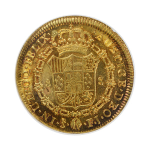 RAINBOW! Chile - Gold 8 Escudos 1812-SO FJ AU-55 NGC - Coin