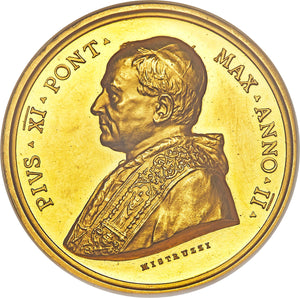 VATICAN CITY - Pius XI gold "Canonization of St. Thomas Aquinas" Medal Anno II (1923) by Aurelio Mistruzzi MS62 NGC
