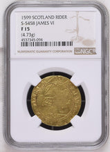 Scotland - 1599 James VI Gold Rider of 100 Schillings - F-15 NGC