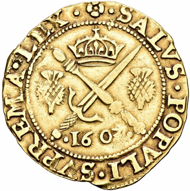 Scotland Gold Sword and Sceptre James VI.  1603/2 XF-45 NGC