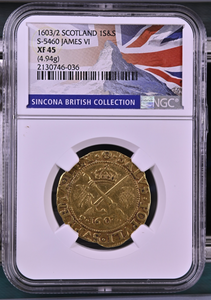 Scotland Gold Sword and Sceptre James VI.  1603/2 XF-45 NGC