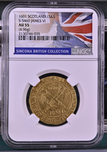 Scotland Gold Sword and Sceptre 1601 James VI AU-55 NGC