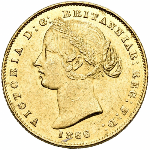 Great Britain Gold 1 Sovereign 1866 - Sydney, Australia Reverse - MS-61 NGC