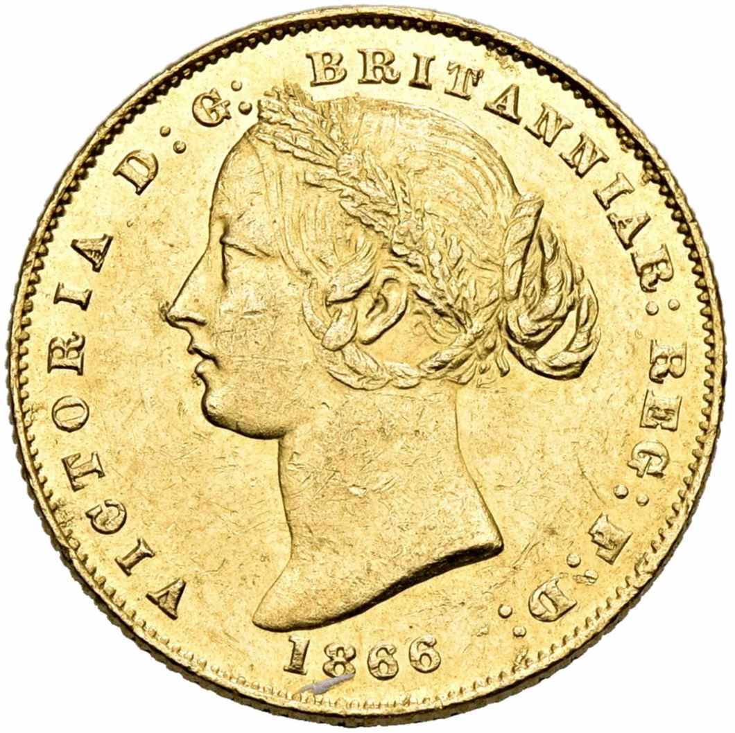 Great Britain Gold 1 Sovereign 1866 - Sydney, Australia Reverse - MS-61 NGC