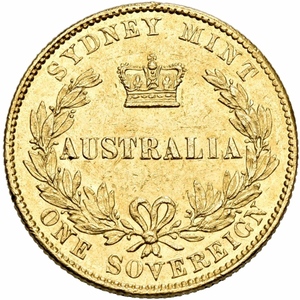 Great Britain Gold 1 Sovereign 1866 - Sydney, Australia Reverse - MS-61 NGC