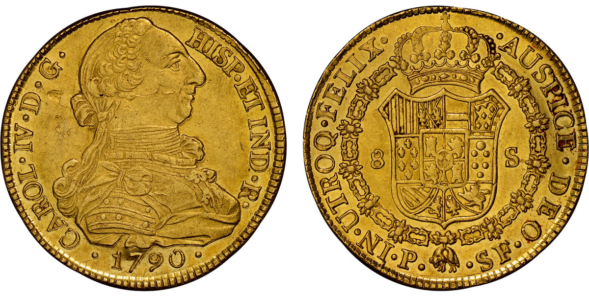 Gold 8 Escudos 1790 Columbia