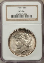 1924-S $1 MS64 NGC. NGC Census: (863/78). PCGS Population: (1351/97). CDN: $900 Whsle. Bid for problem-free NGC/PCGS MS64
