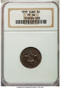 Republic Proof 5 Centavos 1915 PR64 NGC