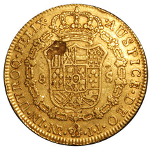 Gold 8 Escudos 1798 AU55 NGC (RVA Coin Show)