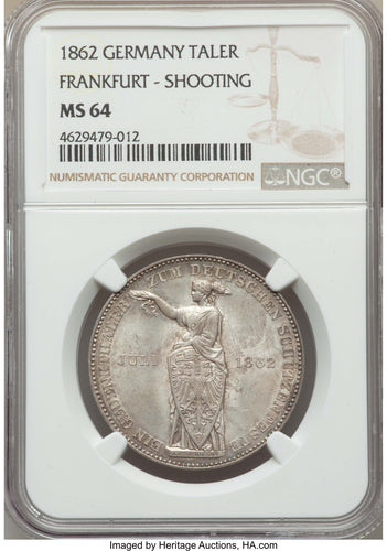 Frankfurt. Free City Taler 1862 MS64 NGC