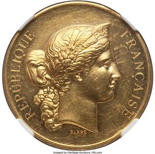 Republic gold Alencon Agricultural Prize Medal 1873 AU58 NGC