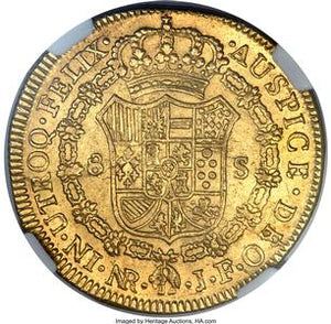 Ferdinand VII gold 8 Escudos 1819 NR-JF MS60 NGC