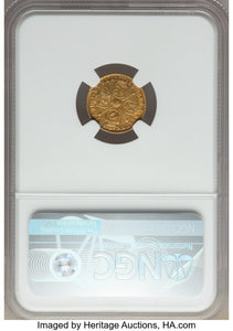 George I gold 1/4 Guinea 1718 AU53 NGC