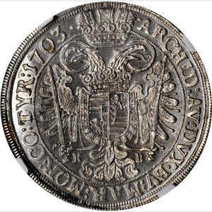 HUNGARY. 1/2 Taler, 1703-KB. Kremnica Mint. Leopold I. NGC MS-65