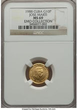 Republic gold 10 Pesos 1988 MS69 NGC