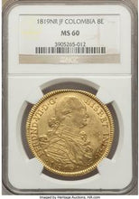 Ferdinand VII gold 8 Escudos 1819 NR-JF MS60 NGC