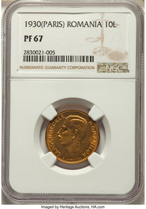 Carol II Proof 10 Lei 1930-(a) PR67 NGC