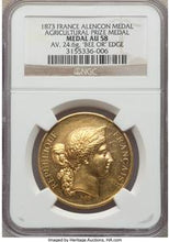 Republic gold Alencon Agricultural Prize Medal 1873 AU58 NGC