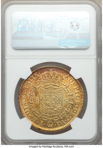 Charles IV gold 8 Escudos 1791 So-DA MS62 NGC