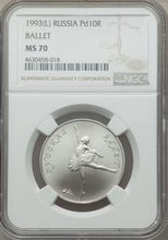Russian Federation 3-Piece Certified palladium Bolshoi Ballet Set 1993-(L) NGC - 10 Roubles - MS70, KM-Y421