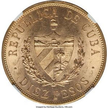 Republic gold 10 Pesos 1916 MS61 NGC