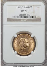 Republic gold 10 Pesos 1916 MS61 NGC