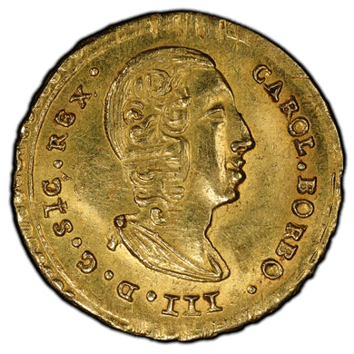 RARE! 1735 Italy-Sicily Oncia - Gold Coin - MS-63 PCGS