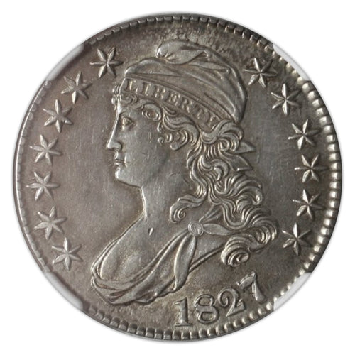 Silver 50C Half Dollar 1827/6 Capped Bust AU-58 NGC - Coin