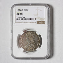 Silver 50C Half Dollar 1827/6 Capped Bust AU-58 NGC - Coin