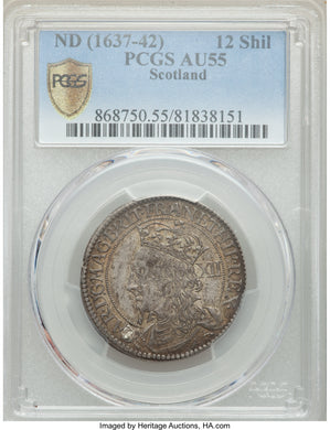 Scotland: Charles I 12 Shillings ND (1637-1642) AU55 PCGS