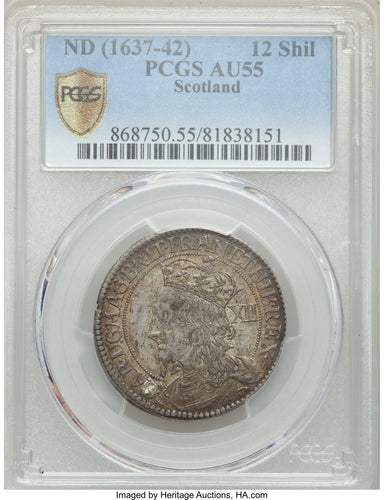Scotland: Charles I 12 Shillings ND (1637-1642) AU55 PCGS