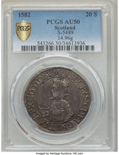 Scotland 1582 20 Shillings AU-50 PCGS S-5489