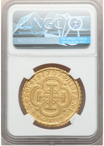 Spain: Philip V gold 8 Escudos 1729 S-P AU53 NGC