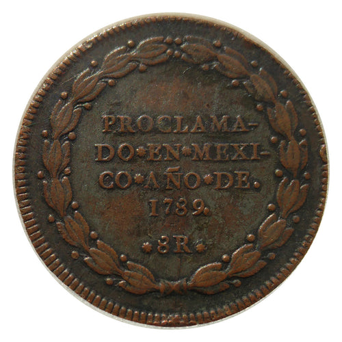 DEAL! UNIQUE! 8 Reales Copper Pattern Coin 1789 - VF/XF/EF - Medal Coin