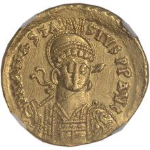 DEAL! AD 491-518 Byzantine Empire Anastasius I AV Solidus Ch AU NGC - Ancient Gold Coin