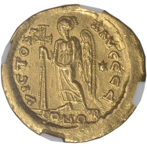 DEAL! AD 491-518 Byzantine Empire Anastasius I AV Solidus Ch AU NGC - Ancient Gold Coin
