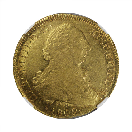 Chile - Gold 8 Escudos 1802-SO-JJ AU-53 NGC - Coin