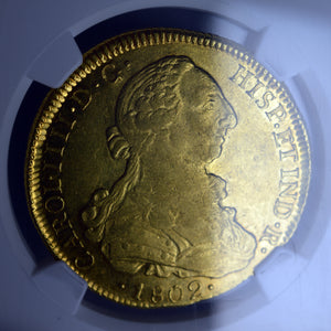 Chile - Gold 8 Escudos 1802-SO-JJ AU-53 NGC - Coin