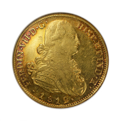 RAINBOW! Chile - Gold 8 Escudos 1812-SO FJ AU-55 NGC - Coin