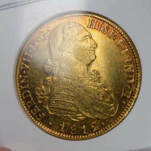 RAINBOW! Chile - Gold 8 Escudos 1812-SO FJ AU-55 NGC - Coin