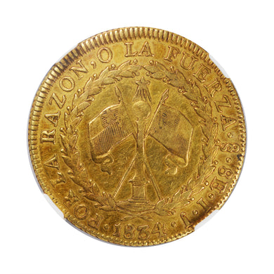 RARE! Chile - Gold 8 Escudos 1834-SO IJ XF-40 NGC - Coin