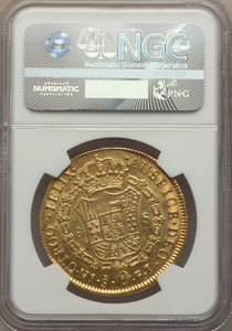Gold 8 Escudos 8E 1810 So-FJ Chile Ferdinand VII AU-55 NGC - Coin