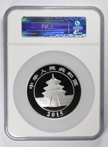 China - Silver 5 oz Panda 50 Yuan 2015 - PF 70 Ultra Cameo NGC - Proof Bullion