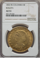 Gold 8 Escudos 8E Columbia 1832 BOGOTA-RS AU-53 NGC - Coin